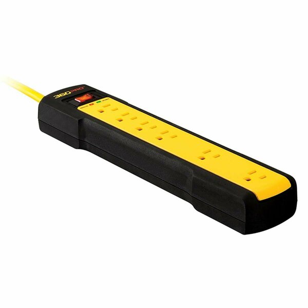 Totalturf 8 ft. 6 Outlets Surge Power Strip, Yellow and Black TO153973